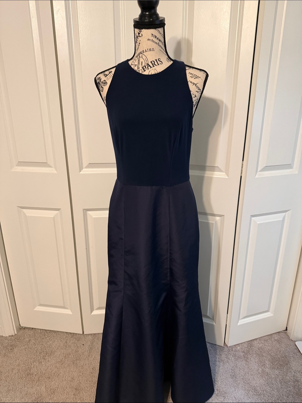 ALFRED SUNG Navy High-Neck Mermaid gown size 8